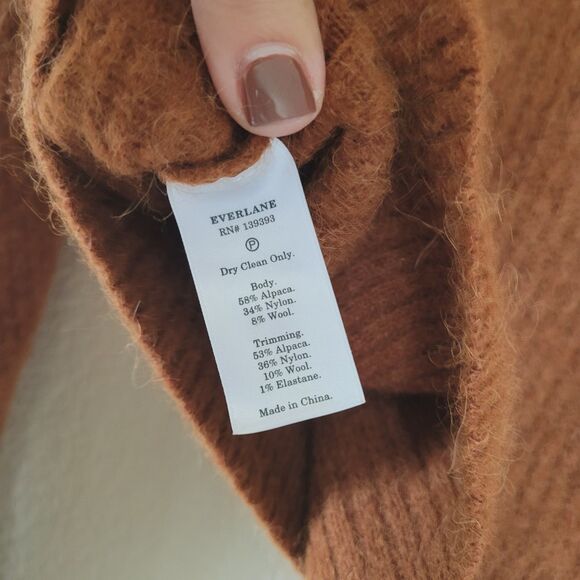 Everlane Womens Sweater Alpaca Wool Blend Knit Pullover Brown Size Small Ribbed - Picture 3 of 7